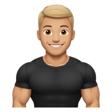 muscular man in black shirt being taken from behind emoji sticker