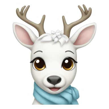 cute white deer with pastel blue scarf and bow sticker