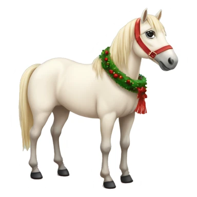 Creme horse with a cozy Christmas rug sticker