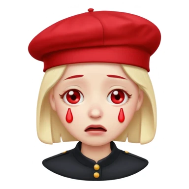 sob emoji face with beret sticker