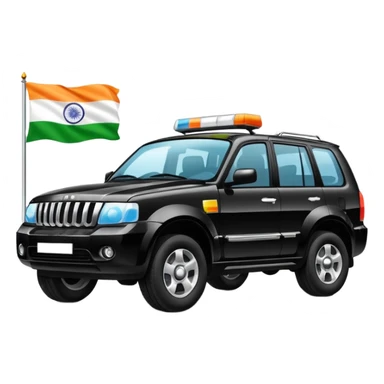 Black car fo officers India suv Indian.flag sticker