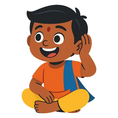 happy Indian kid listening to a story sticker