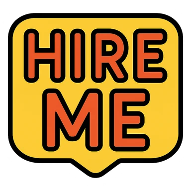 the phrase 'hire me' in a bold, eye-catching style, suitable for use as an icon or sticker sticker