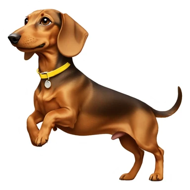 Running light brown dachshund with a yellow collar  sticker