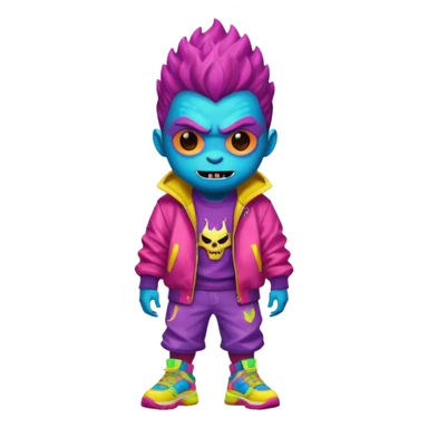 porttrait of monster with flashy-streetwear outfit sticker