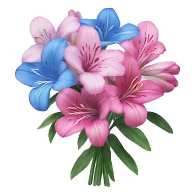 Blue pink alstroemeria bouquet sticker