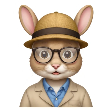 glasses rabbit with hat and shirt sticker