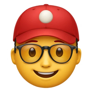 classic sunglasses emoji face with a red baseball cap sticker