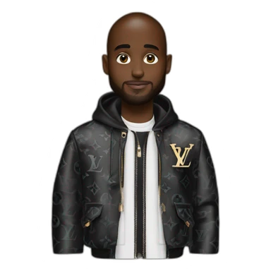 Virgil Abloh with louis Vuitton jacket sticker
