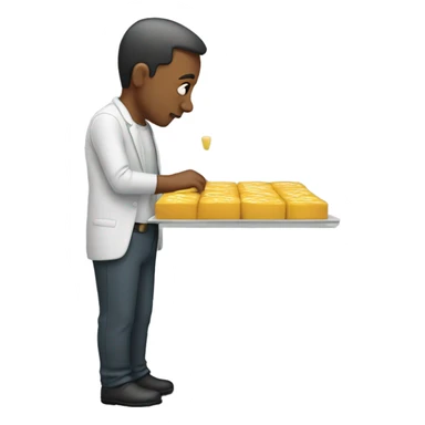 Man looking at line of sugar sticker