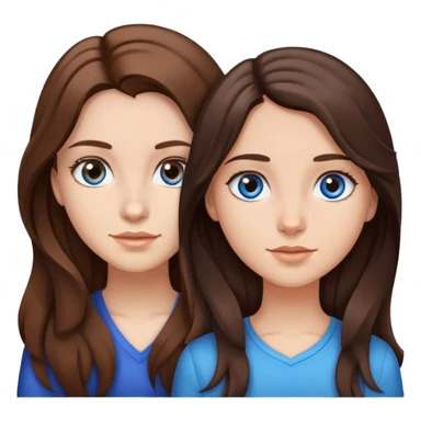 Girl with straight brown hair and blue eyes with girl that has long wavy brown hair and dark brown eyes sticker