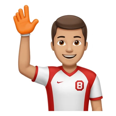 A cheerful man in a team jersey, waving a giant foam finger high with an excited grin. sticker