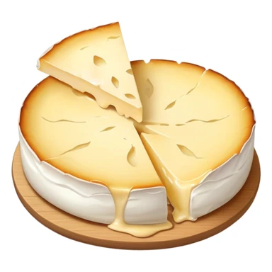 cinematic-realistic-brie-cheese-emoji,-featuring-a-creamy gooey center,-soft-ripened-cheese-with-a-delicate-rind-rendered-with-lifelike-detail-and-inviting,-natural-lighting. sticker