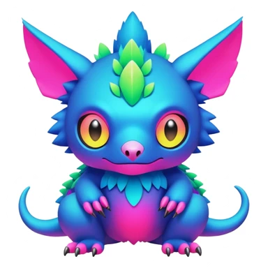  lush cozy warm-colored colorful neon-colored cyber-Fakémon-Digimon-Trico-creature sticker