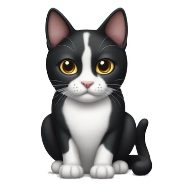 tuxedo cat with one ear tip missing on the left ear sticker