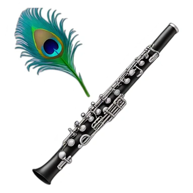  flute with peacock feather  sticker