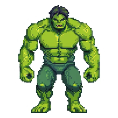 Bruce Banner to Hulk transformation, arcade game style animation frames sticker