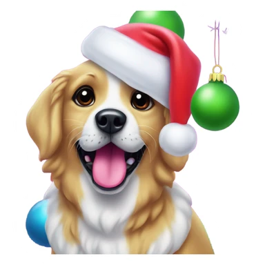 Lisa frank Christmas dog with Santa hat sticker