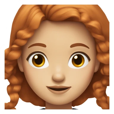 redhead girl with grey eyes with long hair and Dyson styling in a black top sticker