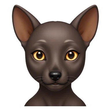 Cinematic Noble Xoloitzcuintle Portrait Emoji, Poised and regal, with a sleek, muscular build and smooth, hairless ebony skin accented by subtle wrinkles, deep-set soulful dark eyes, Simplified yet sharp and sophisticated features, highly detailed, glowing with a soft, dignified glow, high shine, intelligent and loyal, stylized with an air of ancient grace, focused and attentive, soft glowing outline, capturing the essence of a watchful and confident guardian, so majestic it feels as though it could stride out of the screen with effortless authority! sticker