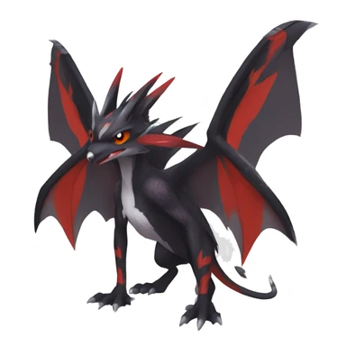 Black Cool Edgy Anthro Noivern-Nargacuga Fakémon  with White and Red Edgy markings sticker