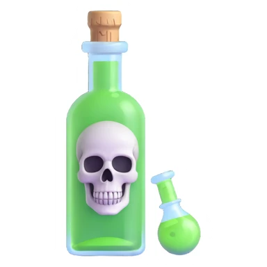 bubbling green poison vial with skull label sticker