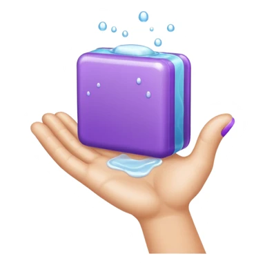 purple four finger hand with soap sticker