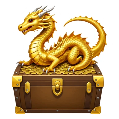 golden dragon curled around a treasure sticker