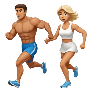 a muscular man afraid and running from his wife sticker