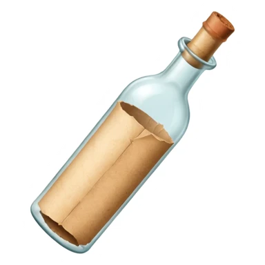 glass bottle with a paper message inside sticker