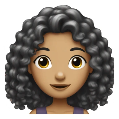 sparkle girl with long black curly hair sticker
