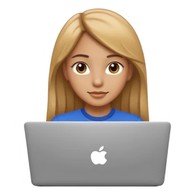 Pretty girl with medium long, light golden/brownish hair, Latina, with a laptop, AI-generated emoji. sticker
