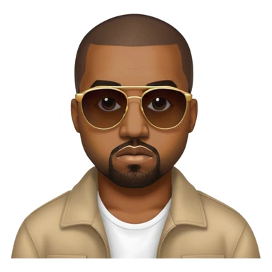 Kanye West with sunglasses and his signature look sticker