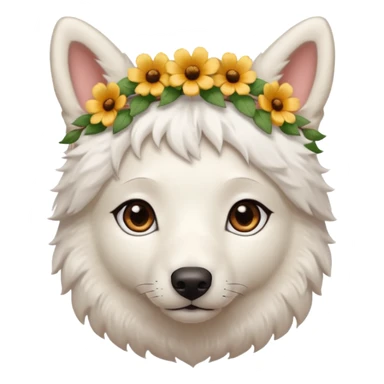 Cute Brown eyes White Shepard with very short fur with 1 flowerband on the head sticker