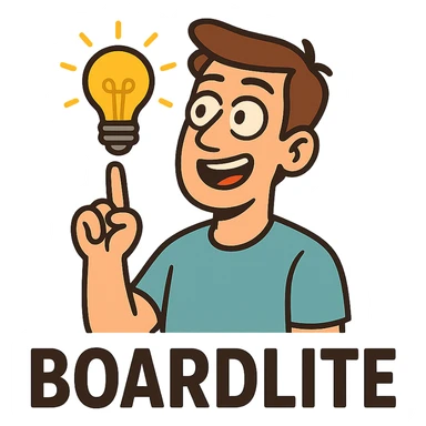 logo for an app called Boardlite, bold and simple, flat design, incorporates a light or illumination element, memorable and scalable sticker
