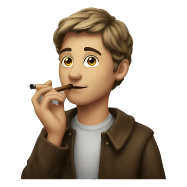 young man smoking a pipe sticker