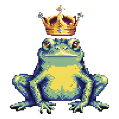 crowned frog sitting pose sticker