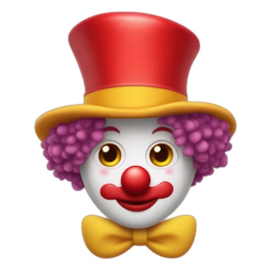 un clown au nez rouge avec des cheveux jaune bouclés et un haut chapeau fin  sticker