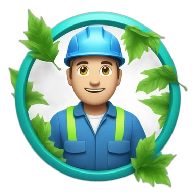 blue "e" from Engie logo with high voltage in green leaves sticker