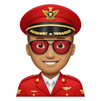 Smiling military man with sunglasses in red uniform sticker