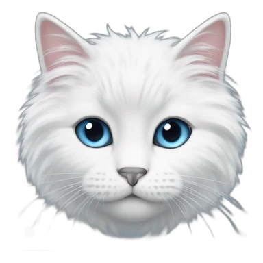 white furry cottonish cat, blue black eyes, cute sticker