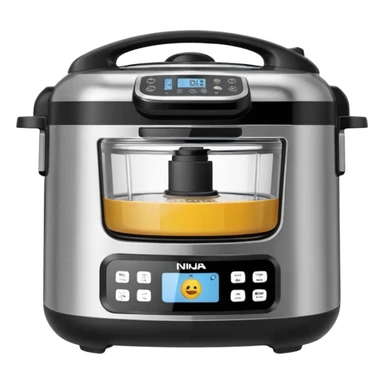 A highly realistic emoji-style illustration of the Ninja Combi all-in-one multicooker, shown front-facing. Stainless steel body with a large glass door. sticker