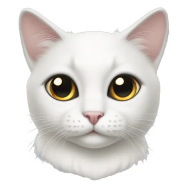 white cat with black hair on ears and around right eye sticker