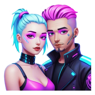cyberpunk neon love sticker
