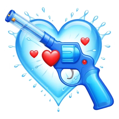 Water gun shooting through a heart made of handa sticker