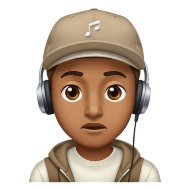 smelly poopy with a fitted cap listening to music sticker