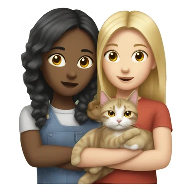 Two girls with two British cats sticker