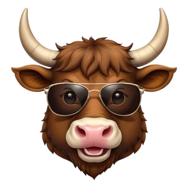 smiling bull head with dark sunglasses sticker