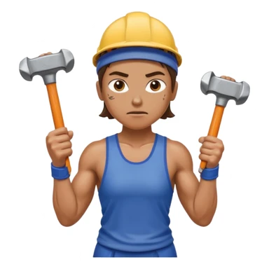 An emoji representing the ironman challenge event long-distance marathon for an mmorpg player who crafts everything themselves the hard way, and does not buy or sell items in-game. sticker