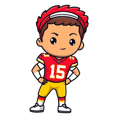 Patrick Mahomes, Kansas City Chiefs quarterback with headband and uniform sticker